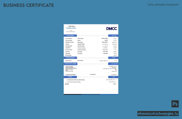 Handelslizenz für Dubai, VAE (Word und PDF), Version 2 – Beispielvorschau